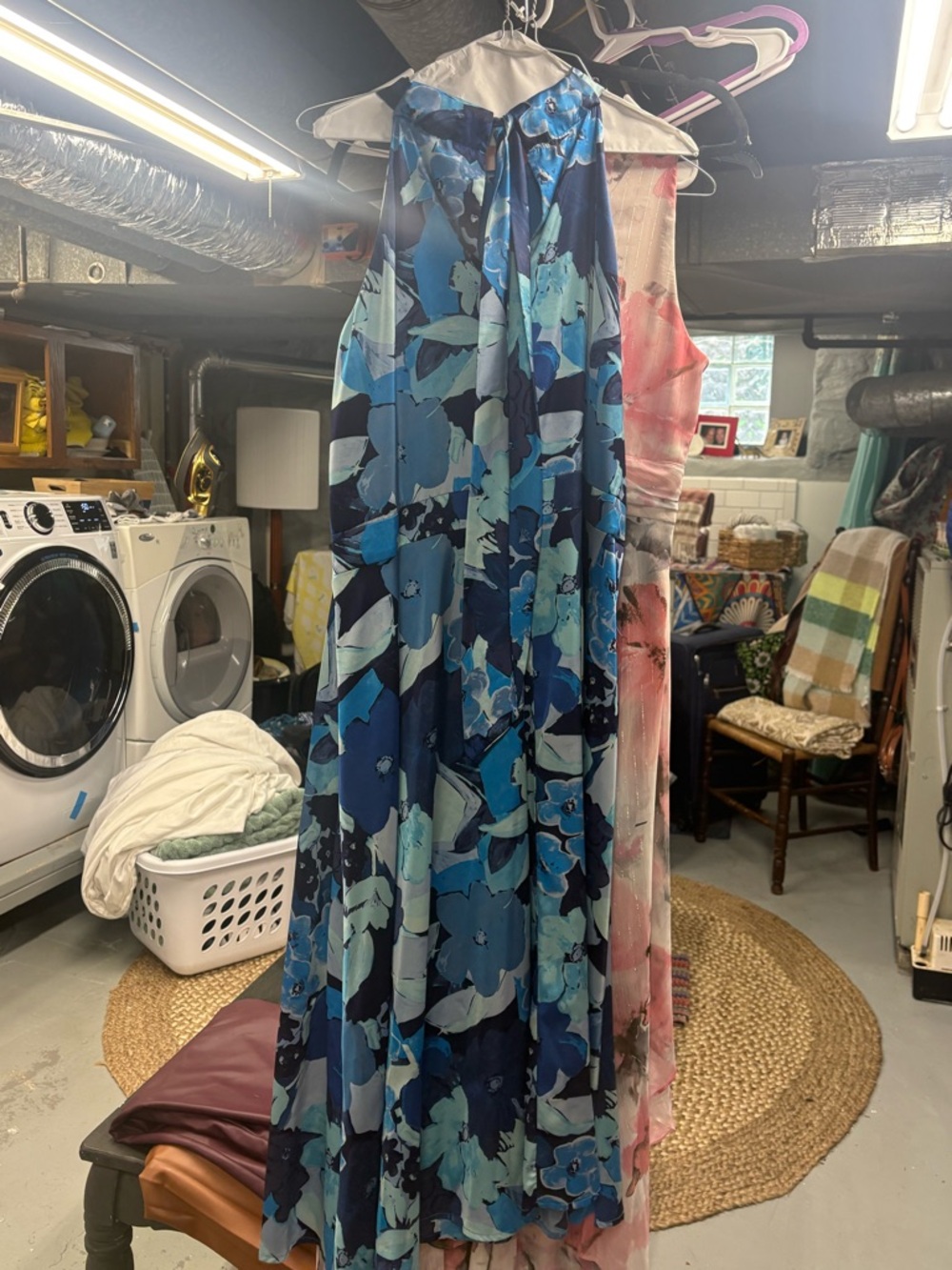 Tahari ASL Blue and Navy Floral Maxi Dress